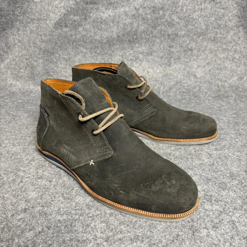 Hari Mari Gray Charcoal Waxed Suede Chukka Desert Lace Up Ankle Boots Mens 10 US